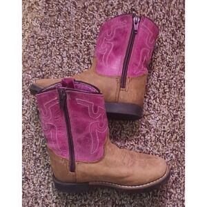 SHYANNE INFANT TOP WESTERN PINK BROWN COWGIRL BOOTS - ROUND TOE - 8 D